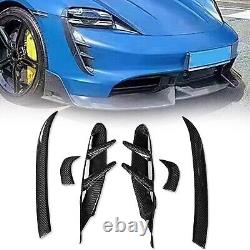 6PCS Carbon Fiber Front bumper air intake spoiler cover For Porsche Taycan 20-22