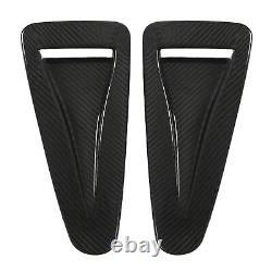 GFL 2pcs Hood Vent Cover Real Carbon Fiber Glossy Bonnet Air Intake Trim