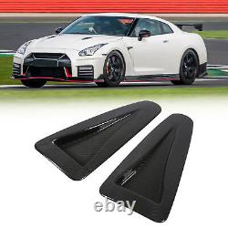 GFL 2pcs Hood Vent Cover Real Carbon Fiber Glossy Bonnet Air Intake Trim
