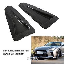 GFL 2pcs Hood Vent Cover Real Carbon Fiber Glossy Bonnet Air Intake Trim