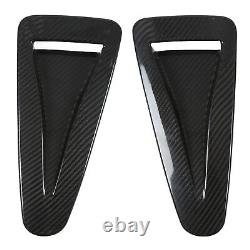 GFL 2pcs Hood Vent Cover Real Carbon Fiber Glossy Bonnet Air Intake Trim