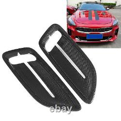 (Gloss Black Carbon Fiber)Air Flow Intake Hood Cover Engine Hood Vent Cover