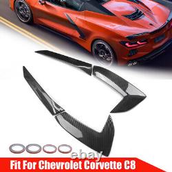 Pair For CORVETTE C8 Carbon Fiber Black Engine Intake Side Vents Door Garnish