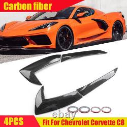 Pair For CORVETTE C8 Engine Intake Side Vents Door Garnish Carbon Fiber Look