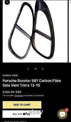 Porsche Cayman/Boxter Carbon Fibre Side Vent/Air intake Trims 981 2013-2016