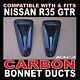Real Carbon Fibre Bonnet Air Intake Naca Ducts Set Fits Nissan R35 Gtr