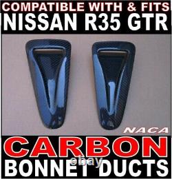 Real Carbon Fibre Bonnet Air Intake Naca Ducts set Fits Nissan R35 GTR
