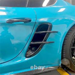 2 pièces de couverture d'entrée d'air de capot latéral en fibre de carbone pour Porsche 718 Cayman 16-20