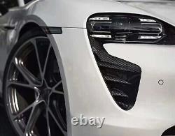 2x Garniture de couvercle d'entrée d'air de pare-chocs avant pour Porsche Taycan 2020-2023 en fibre de carbone