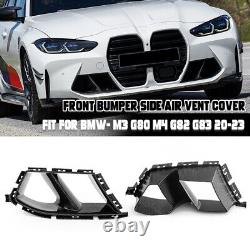 Couvercle de grille d'aération latérale de pare-chocs avant style fibre de carbone pour BMW G80 M3 G82 M4