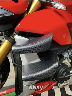Ducati Streetfighter V4 100% Fibre De Carbone Supérieure + Ailettes Inférieures X 4 Pièces
