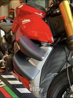 Ducati Streetfighter V4 100% Fibre De Carbone Supérieure + Ailettes Inférieures X 4 Pièces
