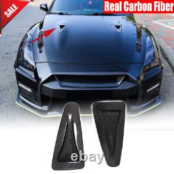 Pour Nissan GTR R35 2008-20 Véritable Capot en Carbone avec Évents d'Aération et Conduits d'Admission d'Air.